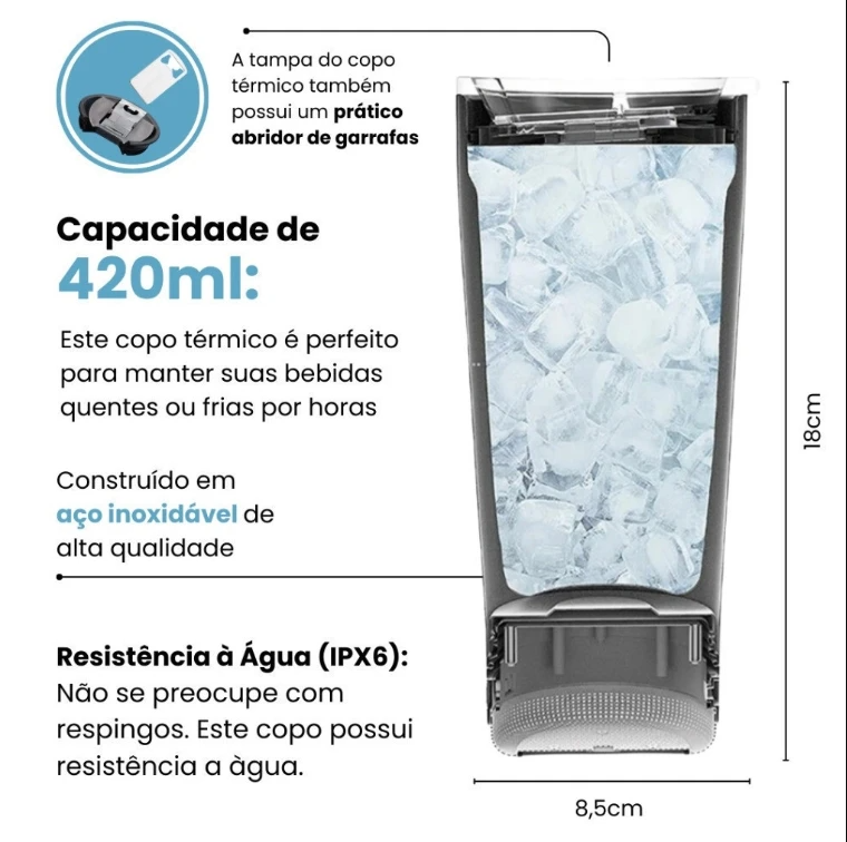 Copo térmico de aço inoxidável 420ML