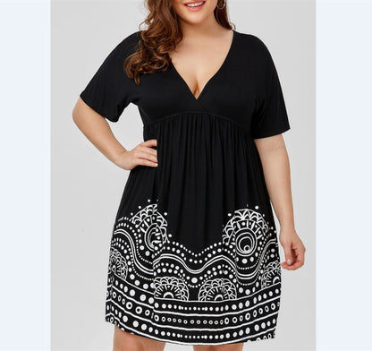 Vestido com estampa plus size Decote em V