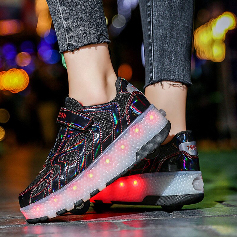 Tênis Patins de 2 rodas com Iluminação em Led