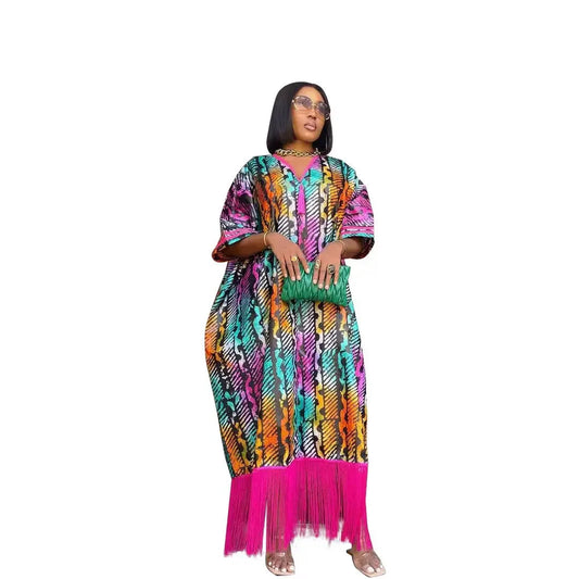 Vestido estampado africano meia manga