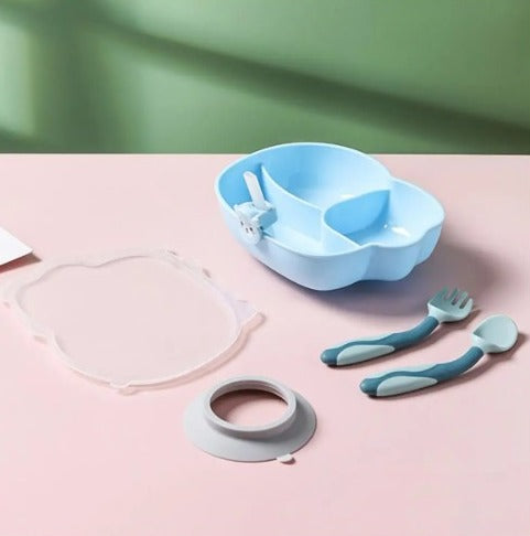 Conjunto de silicone para bebê com prato de treinamento  6 pçs