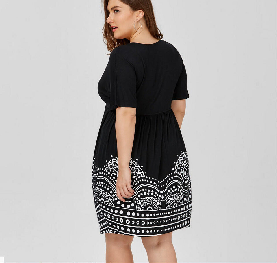 Vestido com estampa plus size Decote em V