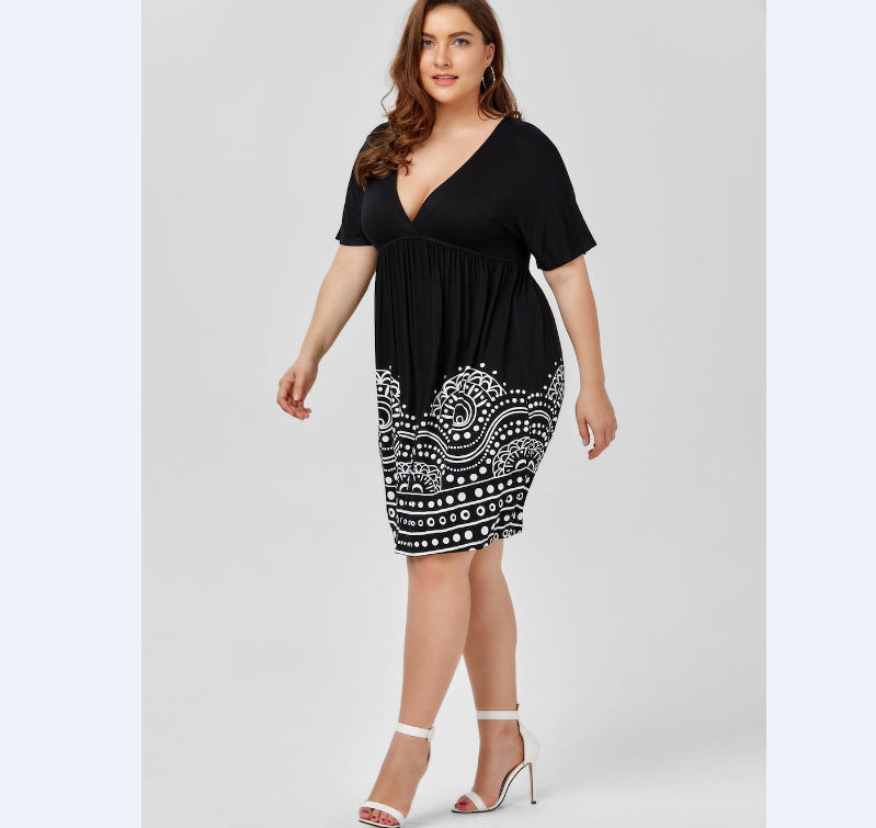 Vestido com estampa plus size Decote em V