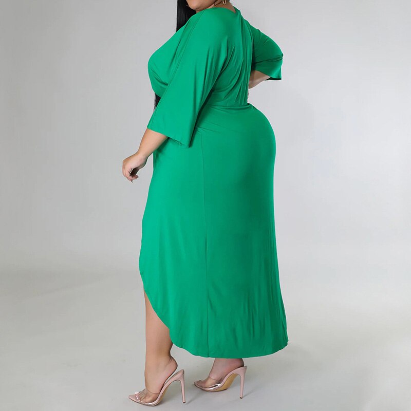 Vestido de Manga Plus Size três quartos